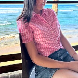 Aritzia Sun-Deh Eliza Cropped Short Sleeve Button Down